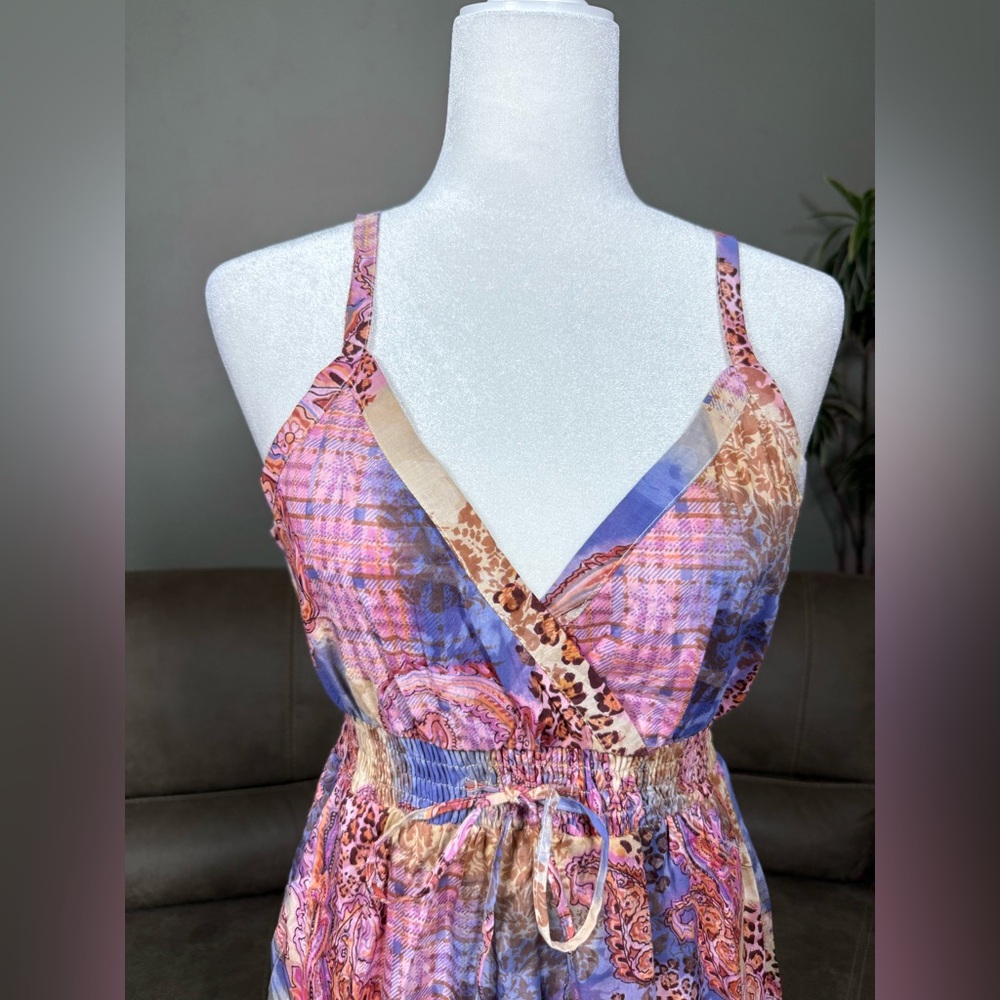 NWT Chaudry KC Anthropologie Leopard Paisley Watercolor Dress Sz M Spring Summer - Picture 3 of 16
